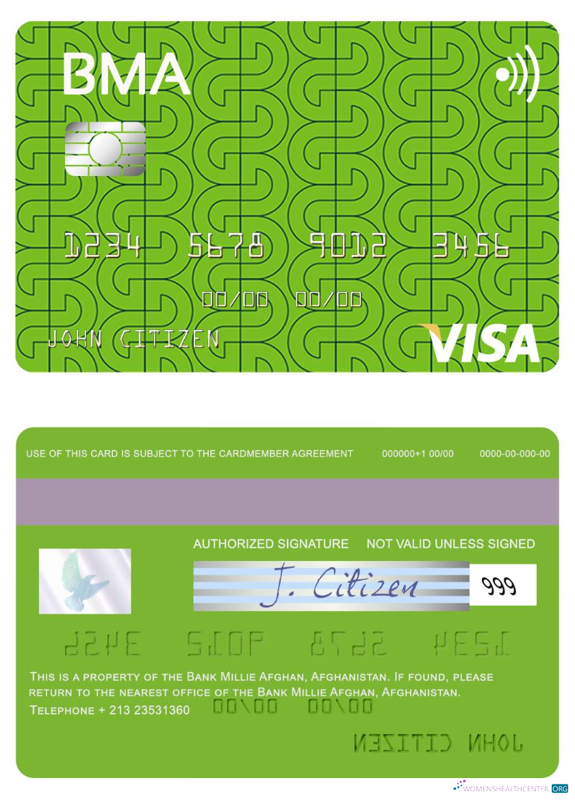 Download Afghanistan Bank Millie Afghan visa card Photoshop template
